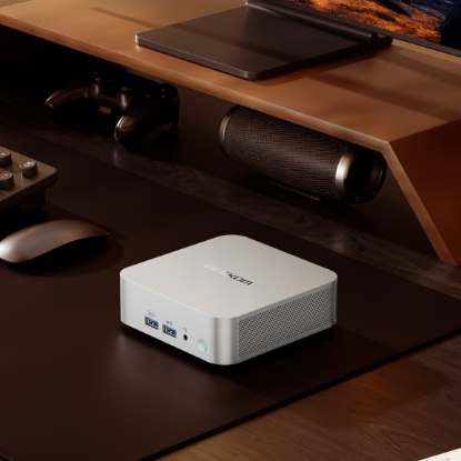 Mini PC Geekom A8 con un diseño minimalista y elegante.